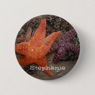 Voeg Jouw naam toe: kleurrijke Starfish/Zee Star F Ronde Button 5,7 Cm