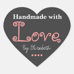 Voeg Jouw naam toe met liefdesgrijs en roze sticke Hart Sticker