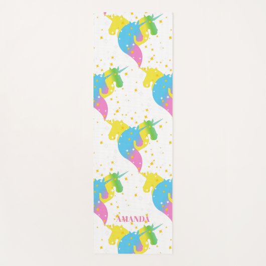Voeg Jouw naam Unicorn Pattern Yoga Mat toe (Voorkant)