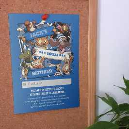 Voeg Jouw naam Verjaardag Dier Fans Blauw & Wit Kaart