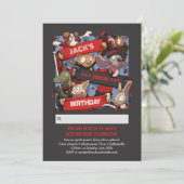 Voeg Jouw naam Verjaardag Dier Fans Zwart & Rood Kaart (Staand voorkant)