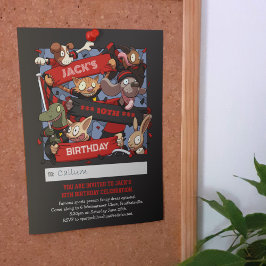 Voeg Jouw naam Verjaardag Dier Fans Zwart & Rood Kaart