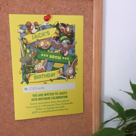 Voeg Jouw naam Verjaardag Dierenfans Geel & Groen  Kaart