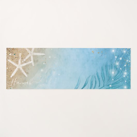 Voeg Jouw naam Waterverf Beach Monogram toe Yogamat (Voorkant (horizontaal))