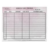 Voeg Jouw namen maandelijkse Bill Tracker Waterver Notitieblok (Voorkant)