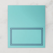 Voeg Jouw tekst Aqua Blauwgroen met Navy Blue Bord Plaatskaartje (Buitenkant ongevouwen)