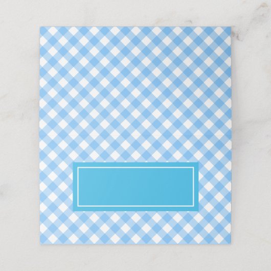 Voeg Jouw tekst Baby Blue Gingham Pattern toe Plaatskaartje (Buitenkant ongevouwen)