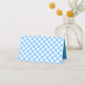 Voeg Jouw tekst Baby Blue Gingham Pattern toe Plaatskaartje (Achterkant)