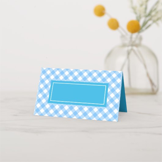 Voeg Jouw tekst Baby Blue Gingham Pattern toe Plaatskaartje (Voorkant)