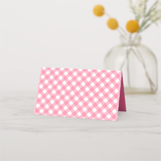 Voeg Jouw tekst Baby Pink Gingham Pattern toe Plaatskaartje (Achterkant)