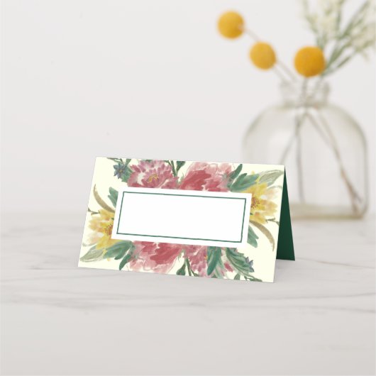 Voeg Jouw tekst Blooming Flowers Place Card toe Plaatskaartje (Voorkant)