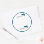 Voeg Jouw tekst Blue Afstuderen Sticker toe (Envelop)