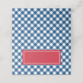 Voeg Jouw tekst Blue Gingham Pattern toe met Rood Plaatskaartje (Buitenkant ongevouwen)
