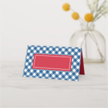 Voeg Jouw tekst Blue Gingham Pattern toe met Rood