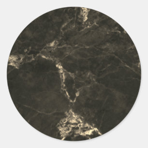 Voeg Jouw tekst Dark Black Marble toe Ronde Sticker