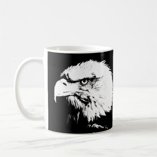 Voeg Jouw tekst Eagle Head Moderne Pop Art Sjabloo Koffiemok (Links)