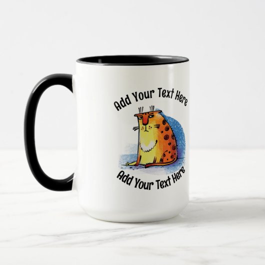 Voeg Jouw tekst Funny Sad Cat Coffee Mok toe (Links)