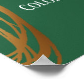 Voeg Jouw tekst-gekramde gouden Ovalen Leaf Green  Poster (Hoek)