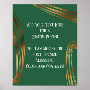 Voeg Jouw tekst-gekramde gouden Ovalen Leaf Green  Poster