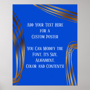 Voeg Jouw tekst-gekramde gouden Ovalen Royal Blue Poster