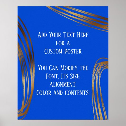 Voeg Jouw tekst-gekramde gouden Ovalen Royal Blue  Poster (Voorkant)
