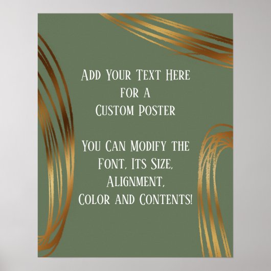 Voeg Jouw tekst Goud Olive Green toe Poster (Voorkant)