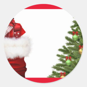Voeg Jouw tekst kerstboom toe en Geschenken leeg Ronde Sticker