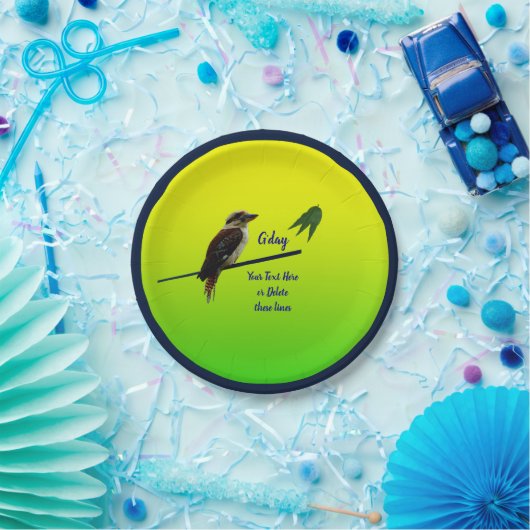 Voeg Jouw tekst, Kookaburra Australian Party 7" Papieren Bordje (Feest)