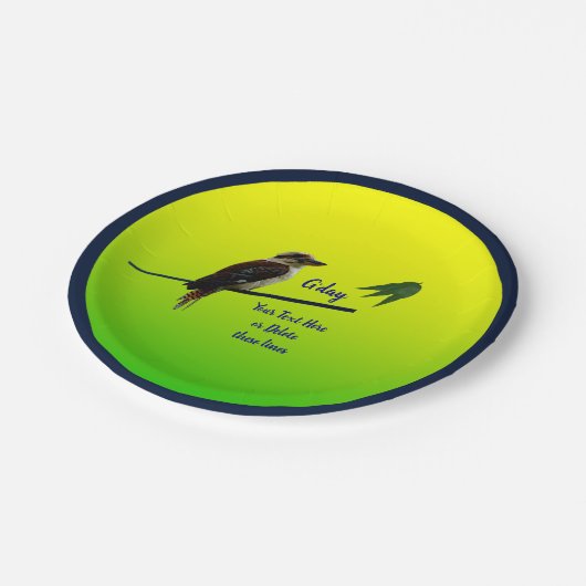 Voeg Jouw tekst, Kookaburra Australian Party 7" Papieren Bordje (Gekanteld)