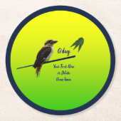 Voeg Jouw tekst, Kookaburra Australian Party 7" Ronde Kartonnen Onderzetter (Voorkant)