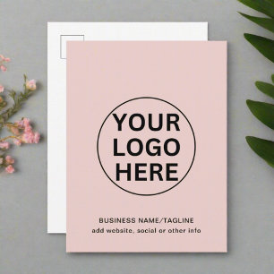 Voeg Jouw tekst & Logo l promotionele Blush Pink Briefkaart