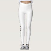 Voeg Jouw tekst Modern Elegant Sjabloon White toe Leggings (Voorkant)