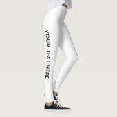Voeg Jouw tekst Modern Elegant Sjabloon White toe Leggings (Rechts)