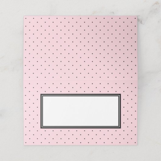 Voeg Jouw tekst Modern Pink en Black Polka Dot toe Plaatskaartje (Buitenkant ongevouwen)