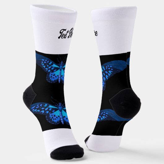 Voeg Jouw tekst Mooie Vlinder Gedrukte Mannen Vrou Sokken (Gebogen)