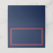 Voeg Jouw tekst Navy Blue Double Salmon Pink Borde Plaatskaartje (Buitenkant ongevouwen)