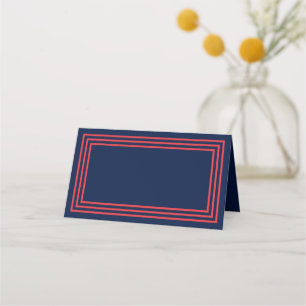 Voeg Jouw tekst Navy Blue Triple Salmon Pink Borde Plaatskaartje