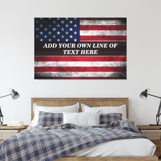 Voeg jouw tekst op Amerikaanse vlag toe Canvas Afdruk (Insitu (Slaapkamer))