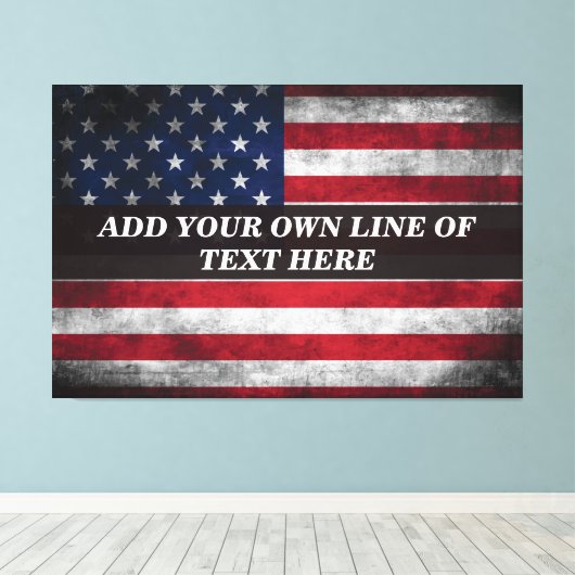 Voeg jouw tekst op Amerikaanse vlag toe Canvas Afdruk (Insitu (Houten vloer))