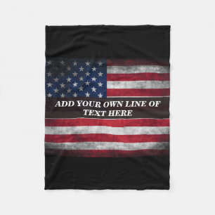Voeg jouw tekst op Amerikaanse vlag toe Fleece Deken