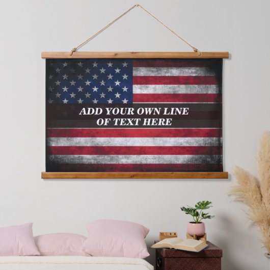 Voeg jouw tekst op Amerikaanse vlag toe Hangend Wandkleed (Slaapkamer)