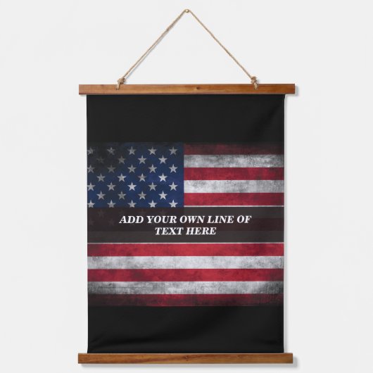 Voeg jouw tekst op Amerikaanse vlag toe Hangend Wandkleed (Voorkant)