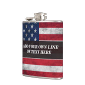 Voeg jouw tekst op Amerikaanse vlag toe Heupfles (Links)