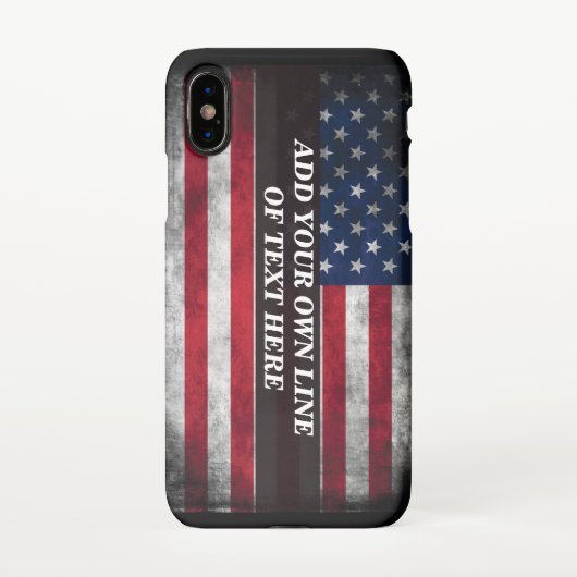 Voeg jouw tekst op Amerikaanse vlag toe iPhone Hoesje (Achterkant)