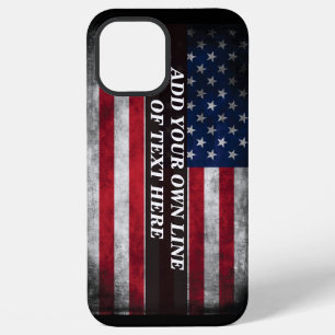 Voeg jouw tekst op Amerikaanse vlag toe iPhone 12 Pro Max Hoesje