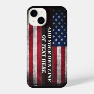 Voeg jouw tekst op Amerikaanse vlag toe iPhone 14 Hoesje