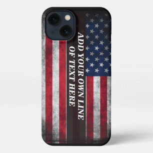 Voeg jouw tekst op Amerikaanse vlag toe iPhone 13 Hoesje