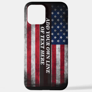 Voeg jouw tekst op Amerikaanse vlag toe iPhone 12 Pro Max Hoesje