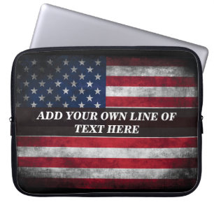 Voeg jouw tekst op Amerikaanse vlag toe Laptop Sleeve