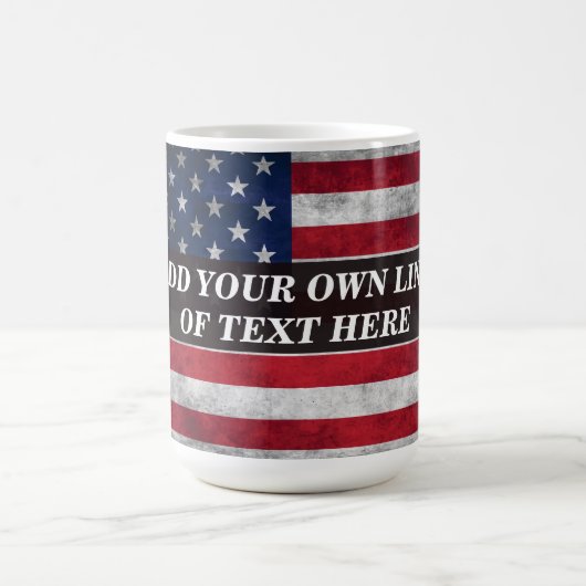 Voeg jouw tekst op Amerikaanse vlag toe Magische Mok (Midden)